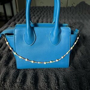 Vibrant Blue Mini Bag with Beaded Strap
